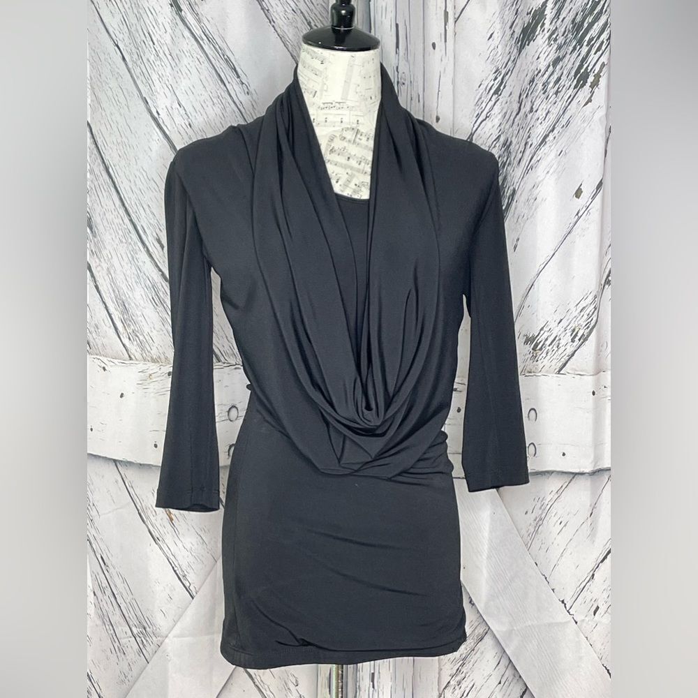 C Graffiti USA Drapes Neck Tunic Black S